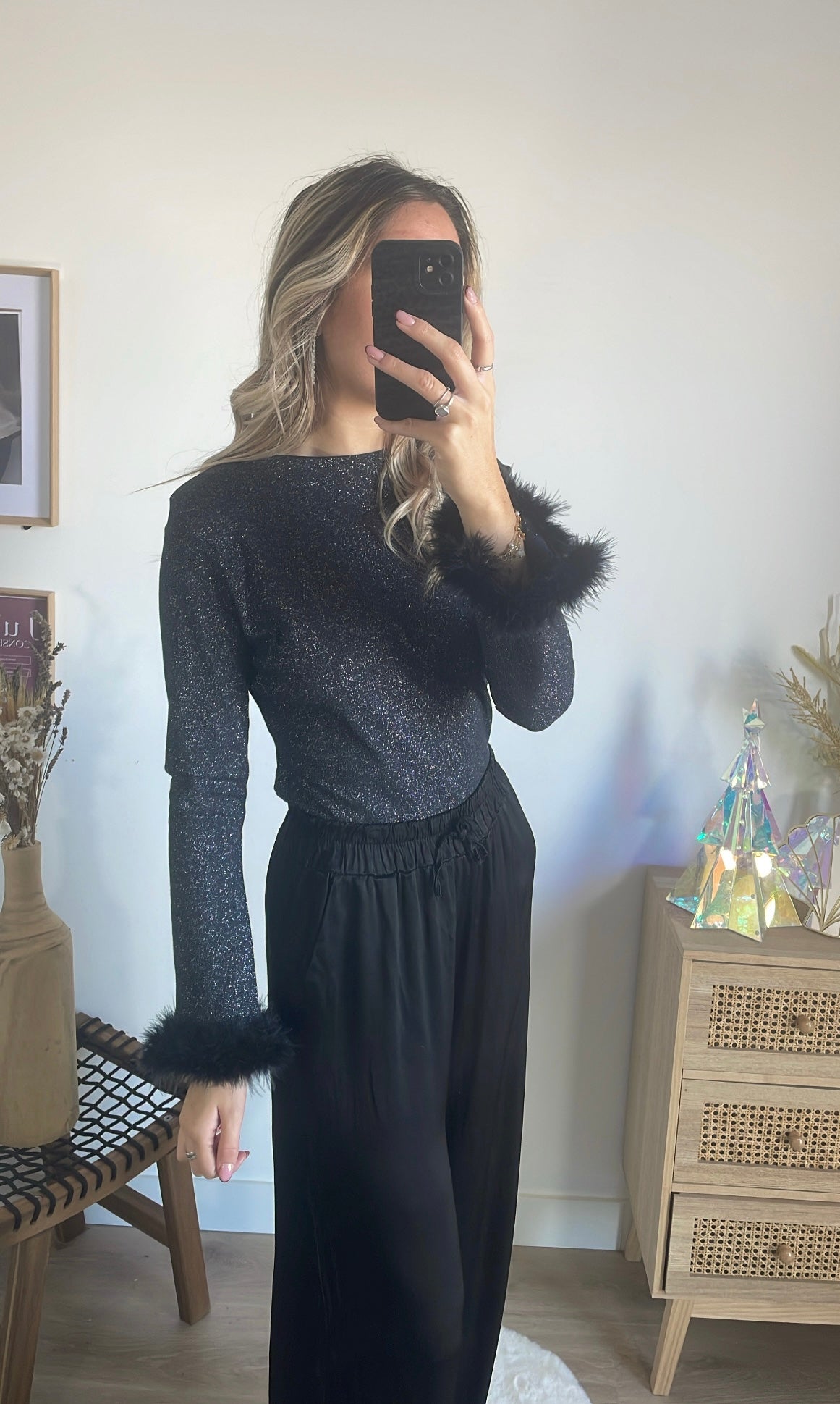 Haut noir pailleté Adria