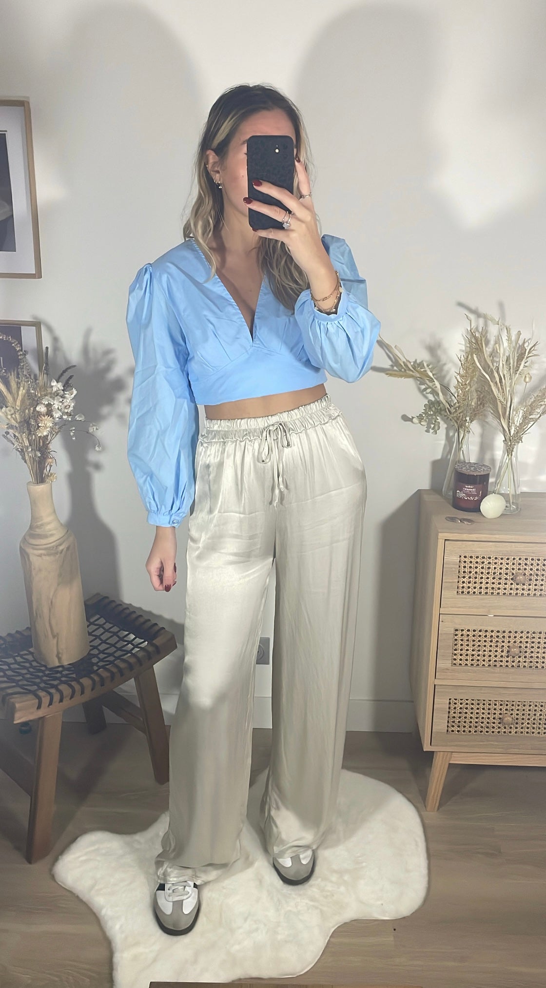 Pantalon satiné écru JUNA