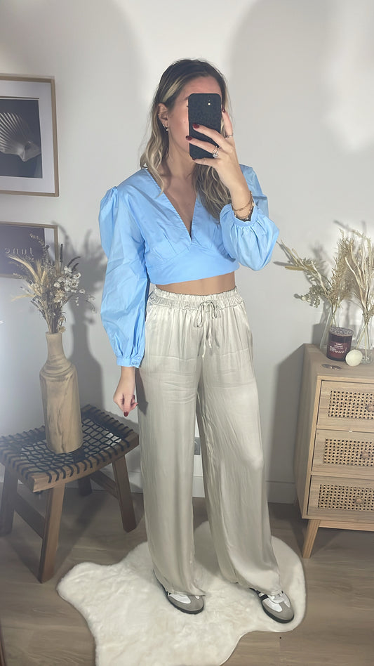 Pantalon satiné écru JUNA