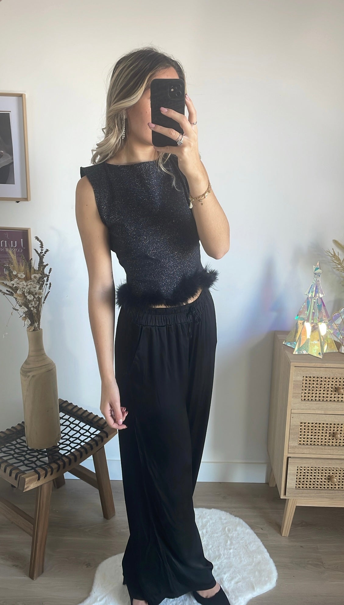 Débardeur noir pailleté Izabel